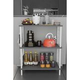 Barin Design 3 Raflı Çevir-Tak Beyaz Telli Metal Gövdeli Çok Amaçlı Mutfak Rafı ve Organizer Raf - Antrasit