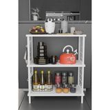 Barin Design 3 Raflı Çevir-Tak Beyaz Telli Metal Gövdeli Çok Amaçlı Mutfak Rafı ve Organizer Raf