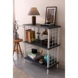 Barin Design 3 Raflı Çevir Tak Beyaz Telli Metal Gövdeli Çok Amaçlı Salon Rafı ve Kitaplık Salon Organizeri - Antrasit