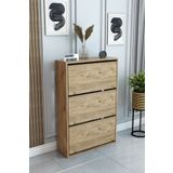 BARIN DESIGN 3 Raflı Düşer Kapak Kayar Kapak Vestiyer Portmanto Katlı Bölmeli Kapı Önü Modern Ayakkabılık