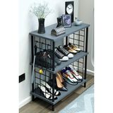 Barin Design 3 Raflı Metal Telli Çok Amaçlı Ayakkabılık ve Organizer Raf Kolay Kurulumlu, Çevir-Tak Sistem Raf - Antrasit
