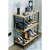 Barin Design 3 Raflı Metal Telli Çok Amaçlı Ayakkabılık ve Organizer Raf Kolay Kurulumlu, Çevir-Tak Sistem Raf - Atlantik Çam
