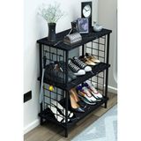 Barin Design 3 Raflı Metal Telli Çok Amaçlı Ayakkabılık ve Organizer Raf Kolay Kurulumlu, Çevir-Tak Sistem Raf - Siyah