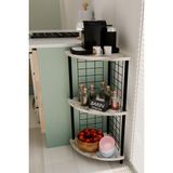 Barin Design 3 Raflı Mutfak Köşe Raf Ünitesi Çevir-Kur Çok Amaçlı Raf Sistemli Organizer Metal Gövdeli Raf Dolap - Beyaz Mermer
