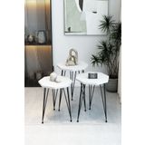 BARIN DESIGN 3'lü Sekizgen Zigon Sehpa Seti - Siyah Metal Ayaklı, Modern & Şık Yan Sehpa, Dayanıklı Salon Ofis