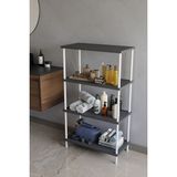 Barin Design 4 Katlı Çevir Kur Metal Gövdeli Banyo Rafı | Çok Amaçlı Düzenleyici | Organizer Stand Banyo Dolabı - Antrasit