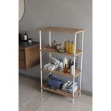 Barin Design 4 Katlı Çevir Kur Metal Gövdeli Banyo Rafı | Çok Amaçlı Düzenleyici | Organizer Stand Banyo Dolabı - Atlantik Çam