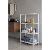 Barin Design 4 Katlı Çevir Kur Metal Gövdeli Banyo Rafı | Çok Amaçlı Düzenleyici | Organizer Stand Banyo Dolabı - Beyaz