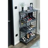 Barin Design 4 Katlı Metal Telli Ayakkabılık – Çevir Kur Sistemli Çok Katlı Portmanto Rafı ve Anahtarlık Askısı - Beyaz