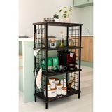 Barin Design 4 Katlı Metal Telli Raf Ünitesi Çevir Kur Sistemli Kahve Köşesi Ve Mutfak Düzenleyici Raf Açık Dolap - Siyah Mermer