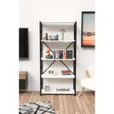 Barin Design 5 geniş raflı kitaplık metal çerçeveli modern raf çalışma odası ofis salon kitaplığı evrak rafı - Beyaz