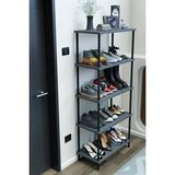 Barin Design 5 Raflı Çevir-Kur Ayakkabılık Metal Gövde Çok Amaçlı Raf Ünitesi Antre, Balkon, Banyo Uyumlu Dolap - Antrasit
