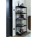 Barin Design 5 Raflı Çevir-Kur Ayakkabılık Metal Gövde Çok Amaçlı Raf Ünitesi Antre, Balkon, Banyo Uyumlu Dolap - Siyah