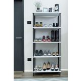 BARIN DESIGN 5 Raflı Çevir-Kur Ayakkabılık Metal Gövde Çok Amaçlı Raf Ünitesi Antre, Balkon, Banyo Uyumlu Dolap