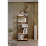 Barin Design 5 Raflı Kitaplık Demir Profil Modern Iskandinav Çalışma Odası Ofis Salon Kitaplığı Evrak Rafı Metal - Atlantik Çam