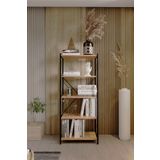 BARIN DESIGN 5 Raflı Kitaplık Demir Profil Modern İskandinav Çalışma Odası Ofis Salon Kitaplığı Evrak Rafı Metal