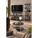 Barin Design Alon Oturma Odası Takımı Metal Ayaklı Tv Ünitesi Kitaplık Orta Sehpa Avantajlı Mobilya Seti - Antrasit