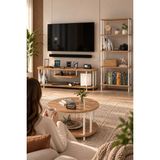 Barin Design Alon Oturma Odası Takımı Metal Ayaklı Tv Ünitesi Kitaplık Orta Sehpa Avantajlı Mobilya Seti - Atlantik Çam