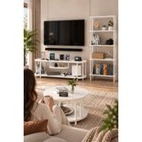 Barin Design Alon Oturma Odası Takımı Metal Ayaklı Tv Ünitesi Kitaplık Orta Sehpa Avantajlı Mobilya Seti - Beyaz