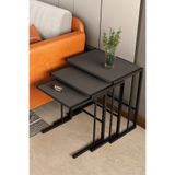 BARIN DESIGN C Zigon Sehpa – 3'lü Modern Metal Yan Sehpa, Laptop Masası ve Koltuk Yanı Kahve Sehpası