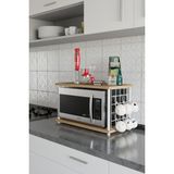 Barin Design Çevir Kur Beyaz Demir Metal Askılı | Mutfak Tezgah Üstü Mikro Dalga Rafı | Çok Amaçlı Organizer Raf - Atlantik Çam