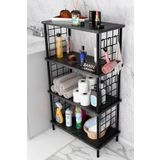BARIN DESIGN Çevir Kur Kolay Kurulum 4 Katlı Banyo Rafı | Metal Telli Çok Amaçlı Organizer Dolap Stand Raf