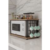 BARIN DESIGN Çevir Kur Metal Telli Mikrodalga Üstü Raf Baharatlık Askılı Çok Amaçlı Mutfak Organizer