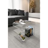 Barin Design Modern Metal Tel Orta Sehpa Yan Sehpa – Orta Sehpa ve Dekoratif Salon Masası - Gümüş