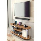 Barin Design Modern Oval Orta Sehpa Çift Katlı Metal Ayaklı Salon, Ofis, Dekoratif Sehpa, Beyaz Demir - Atlantik Çam - Renk