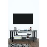 BARIN DESIGN Modern TV Ünitesi Ahşap Raflı 2 Katlı Televizyon Sehpası Minimalist,Dayanıklı, Fonksiyonel TV Standı