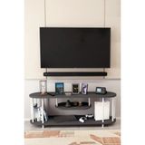 Barin Design Modern Tv Ünitesi Ahşap Raflı 2 Katlı Televizyon Sehpası Minimalist,dayanıklı, Tv Standı Beyaz Demir - Antrasit - Renk