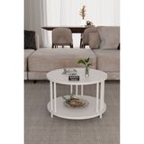 Barin Design Modern Yuvarlak Orta Sehpa Çift Katlı Beyaz Metal Ayaklı Salon, Ofis, Dekoratif Masa