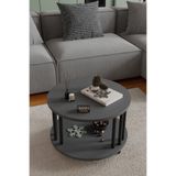 BARIN DESIGN Modern Yuvarlak Orta Sehpa Çift Katlı Siyah Metal Ayaklı Salon, Ofis, Dekoratif Masa
