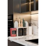 Barin Design Mutfak Düzenleyici Raf ,Baharatlık, Kağıt Havluluk , Kahve Köşesi Standı, Peçetelik Tezgahüstü Raf - Beyaz Mermer