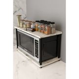Barin Design Mutfak Tezgah Üstü Mikrodalga Rafı Çok Amaçlı Düzenleyici Organizer Stand Raf Sistemleri Baharatlık - Beyaz Mermer