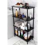 Barin DesignÇevir Kur Kolay Kurulum 4 Katlı Banyo Rafı | Metal Gövdeli Çok Amaçlı Organizer Stand Banyo Dolabı - Siyah
