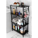 Barin DesignÇevir Kur Kolay Kurulum 4 Katlı Banyo Rafı | Metal Telli Çok Amaçlı Organizer Dolap Stand Raf - Siyah