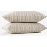 Barine Çizgili Smooth Saten 2'li Yastık Kılıfı Sarı - Kahverengi - 50 x 70 cm