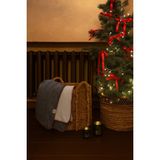 Barine Cozy Dekoratif Dikişli Arkası Peluşlu Koltuk Şalı Battaniye Gri - Siyah - 130 x 170 cm