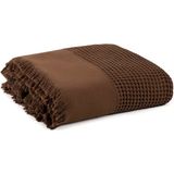 Barine Kahverengi %100 Pamuk Waffle Çift Kişilik Yatak Örtüsü 160 x 230 cm - Standart