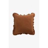 Barine Keten Dokulı Kırlent Kılıfı Toprak Rengi - Kiremit - 45x45