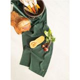Barine Keten Runner Yeşil - Koyu Yeşil - 45 x 250 cm