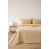 Barine Serenity Keten Kapitoneli Yatak Örtüsü ve Yastık Kılıfı Seti Kum Rengi - Kum Beji - 240 x 260 cm