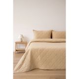 Barine Serenity Keten Kapitoneli Yatak Örtüsü ve Yastık Kılıfı Seti Kum Rengi - Sarı - 160 x 220 cm
