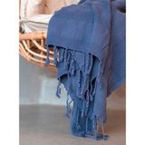 Barine Stone Taşlama Yıkamalı Gofre Koltuk Şalı, Battaniye Denim Mavi - 140 x 170 cm