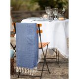Barine Tan Yün Karışımlı Dokulu Koltuk Şalı, Battaniye Lacivert - Denim Mavi - 125 x 180 cm