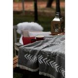 Barine Taşıma Kemerli Peluş Kaplı Çift Yüzlü Yazı Jakarlı Koltuk Şalı Battaniye Siyah - 130 x 170 cm