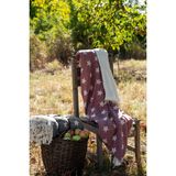 Barine Taşıma Kemerli Peluş Kaplı Çift Yüzlü Yıldız Jakarlı Koltuk Şalı / Battaniye Bordo - 130 x 170 cm
