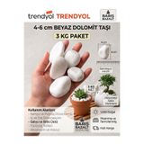 Barış bazalt doğaltaş Beyaz Dolomit Taşı 3 KG 4-6 cm – Doğal Dekoratif Bahçe, Peyzaj, Saksı, Teraryum ve Akvaryum Taşı