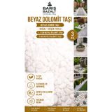Barış bazalt doğaltaş Doğal Dolomit Taşı 1-2 cm 3 KG - Beyaz Dekoratif Taş Bahçe Saksı Teraryum Akvaryum İçin 3 KG